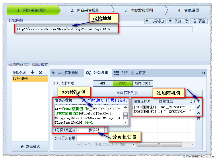 火车头POST方式获取网址方法 火车头采集查看更多页方法