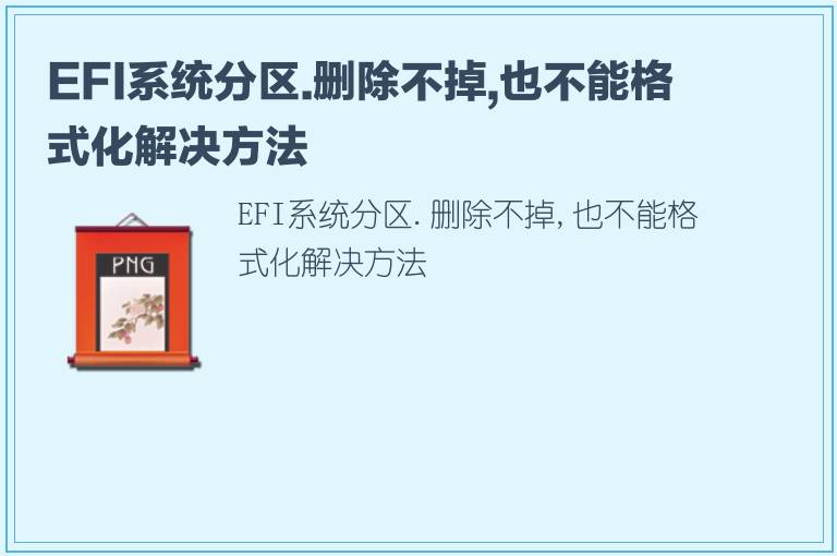 EFI系统分区.删除不掉,也不能格式化解决方法